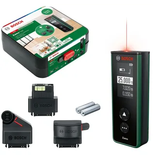 Bosch Zamo 4 mit 3 Adaptern, Laser-Entfernungsmesser bis 25 m, Akkus über USB-C aufladbar