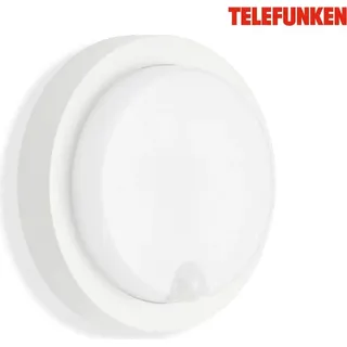 Telefunken Außenwandleuchte Kunststoff 17 x 5,7 cm inkl. Bewegungsmelder, Dämmerungssensor, IP44, weiß