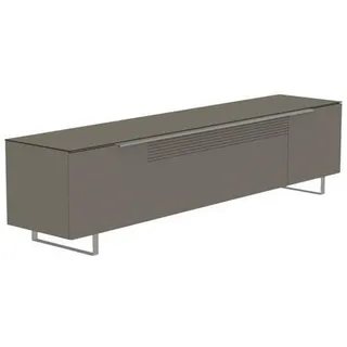 Moderano Lowboard , Grau, Alufarben , Metall , 3 Fächer , 210x51x45 cm , Beimöbel erhältlich, stehend, Abdeckplatte aus Glas , Wohnzimmer, TV Möbel, Lowboards, Lowboards stehend