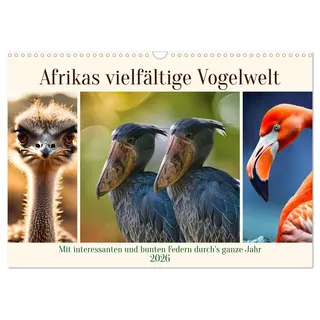 Afrikas vielfältige Vogelwelt (Wandkalender 2026 DIN A3 quer), CALVENDO Monatskalender: Mit interessanten und bunten Federn durch's ganze Jahr (CALVENDO Tiere)