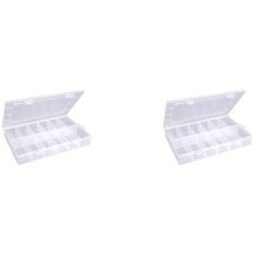 hünersdorff Sortimentskasten PP-Eco mit 12 Fächern | stabile Sortierbox für Schrauben und andere Kleinteile | feste Facheinteilung | 23,3 x 33,9 x 5,8 cm, transparent (Packung mit 2)