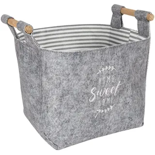WELL HOME MOBILIARIO & DECORACIÓN Grau Korb 'Home Sweet Home' 100% Vlies Rechteckig 15x14x15 cm