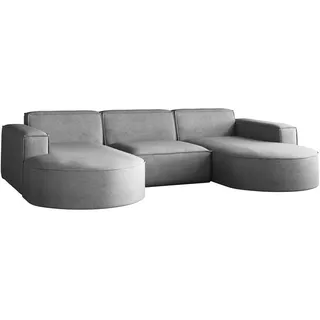 Kaiser Möbel Ecksofa Modena U-Form Elegant und Moderne Stoff Salvador Grau , Textil , 299x165 cm , Wohnzimmer, Sofas & Couches, Wohnlandschaften, Ecksofas