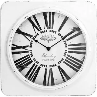 Premier Housewares Wanduhr, antik, quadratisch, Weiß