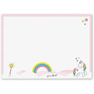 Schreibtischunterlage mit Einhorn-Motiv und Regenbogen in DIN A3 I rosa weiß I aus Papier zum Abreißen I für große und kleine Mädchen I dv105