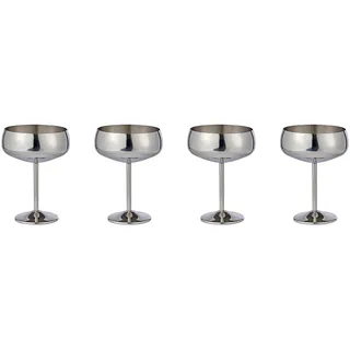 Butlers Champagnerschalen (4er Set) Manhattan Lounge 400 ml , Silberfarben , Metall , Gläser, Champagnergläser & Sektgläser