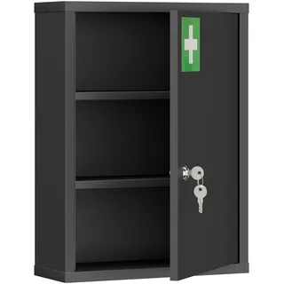 Kleankin Medizinschrank Kaltgewalzter-Stahl Schwarz , Metall , 15x53.5x40 cm , Badezimmer, Badmöbel, Medizinschränke