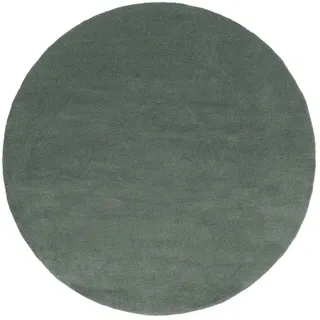 benuta Nest Wollteppich rund Bent Grün ø 100 cm rund , Textil , Beton Optik , Rund , 100x100 cm , pflegeleicht , Teppiche und Böden, Teppiche, Schafwollteppiche
