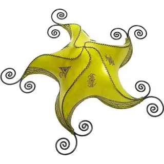 Simandra Orientalische Lampe Deckenleuchte Hängelampe marokkanische Deckenlampe Lederlampe STERN Berber Star 70 cm, gelb - Gelb