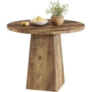 Tribesigns 80 cm runder Esstisch, für 2–4 Personen, kleiner Esstisch im Landhausstil mit quadratischer Basis für Esszimmer, rustikales Braun - Braun
