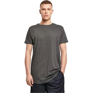 Build Your Brand Herren Shaped Long Tee – Langes T Shirt aus Baumwolle mit abgerundetem Saum im Streetwear Style für Alltag Freizeit und Casual Outfits,Charcoal,M
