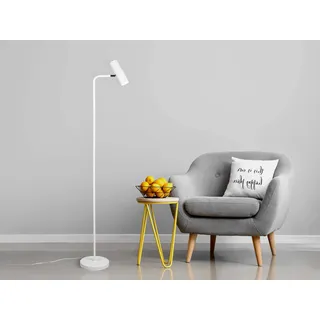 Stehlampe Metall Weiß mit schwenkbarem Spot & GU10 LED, Leselampe Höhe 151cm