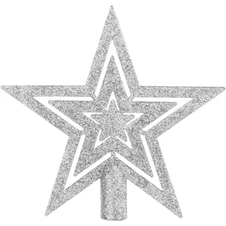 DERAYEE Glitzernde Weihnachtsbaumspitze,Stern Weihnachtsbaumschmuck Baumspitze Weihnachten für Weihnachtsdeko (Silver)