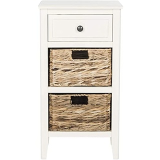 SAFAVIEH Modern Wooden Accent Table, in Distressed and White, 30 X 40 X 70