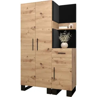 Garderobe ARTIN Set 6 mit gepolsterten Paneelen Industrial Design - Schwarz