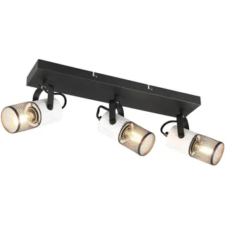 Trio Leuchten Spotbalken Tosh 804300334, Metall Schwarz matt, Holz Weiß, exkl. 3x E27