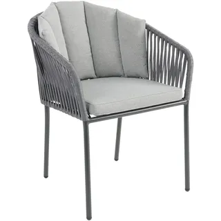 Ambia Garden Gartensessel , Grau , Metall, Kunststoff, Textil , Füllung: Polyurethan (Pur) , Rundrohr , 59 cm , stapelbar , Gartenmöbel, Gartensessel, Gartenstühle