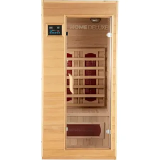 HOME DELUXE – Infrarotkabine REDSUN S - 90 x 90 x 190 cm - für 1 Person, 4 Infrarotstrahler, Holz: Hemlocktanne I Infrarotsauna, Sauna, Wärmekabine, Infrarot - Braun