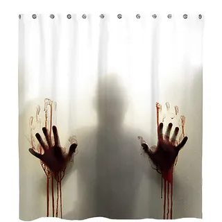 Milya Duschvorhang Badvorhang Horror Hilfe mit blutigen Händen Thema mit Haken, Anti-Schimmel, Wasserdicht, Polyester, 175x180cm