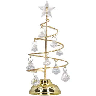 LED Kristall Tischlampe Vintage Gold Nachttischlampe, Kleine LED Atmosphäre Licht Dekorative Eisen Baum Nachtlicht für Zuhause oder Büro (Goldenes warmes Licht)