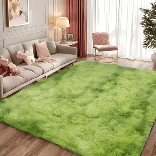 linyingdian Hochflor Teppich wohnzimmerteppich Langflor - Teppiche für Wohnzimmer flauschig Shaggy Schlafzimmer Bettvorleger Outdoor Carpet. (Grün, 160x230cm)
