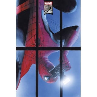 Marvel Poster - Spiderman 80 Years Poster - Kunstdruck - Deko Wohnzimmer oder Deko Schlafzimmer - Deko Zimmer - Größe : 61 x 91, 5 cm Fanartikel - Offizielle Lizenz