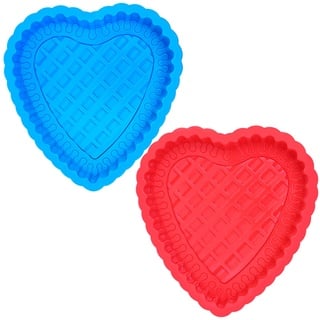 2 Packungen 10 '' Love Heart Kuchenform, SourceTon Silikon Kuchenform Backform zum Geburtstag Geburtstagstorte, Torte, Laib, Muffin, Brownie, Käsekuchen, Kuchen, Flan, Brotrot, Blau