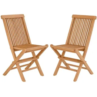 Mid.you Gartenstuhl-Set , Teakfarben , Holz , Teakholz , massiv , 31x58x42 cm , faltbar , Gartenmöbel, Gartensessel, Gartenstühle