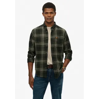 Superdry M4011047a Langarmhemd - Frontier check olive Green - S,