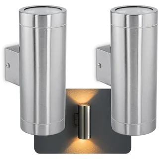 SSC-LUXon 2 Stück TIRA Aussenlampe Edelstahl Up and Down Leuchte - Hauswand Wandlampe Wandleuchte Aussen IP44 Fassung für 2x GU10