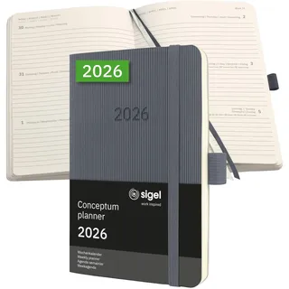 Sigel Wochenkalender Conceptum ca. A6 Softcover dunkelgrau 2026,