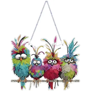 Diamond Painting Frühling Fensterdeko Hängend Vogel Deko 5D Diamant Painting Fensterbilder Frühling Deko DIY Diamond Painting Tür Kranz Anhänger Hängedeko Fensterschmuck Diamant Malerei Basteln (B)