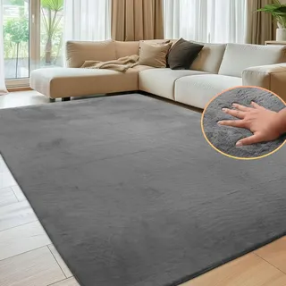 Sour Lemon Teppich Wohnzimmer 200x300,Kinderzimmer Glatter Grau Kaninchenfell Kurzflor Waschbarer Teppich,Moderner Antirutschteppich für Schlafzimmer,Flauschiger Teppichbereich 140x200