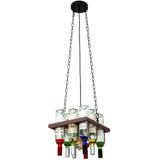 blendend Weinflaschenanhänger, 1 x e27, rustikal, braun, für 8 Flaschen, ideal zur Dekoration und Organisation von Weinkellern.