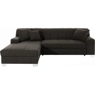 DOMO collection Ecksofa DOMO COLLECTION "Turah incl. Zierkissen, moderne Steppung, auch in Leder", grau (anthrazit), B:239cm H:75cm T:82cm, Sofas, Ecksofa, wahlweise mit Bettfunktion, Schlafsofa, B/T/H: 239/152/75 cm, L-Form, Topseller