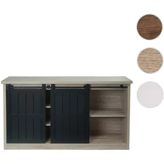 Sideboard HWC-K75, Highboard Regal Schrank Schiebetüre 7 Fächer Holz-Optik Industrial Metall 84x150x