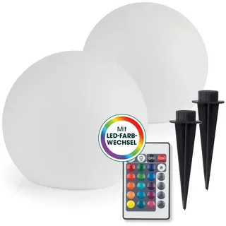 EasyMaxx Solarleuchte Kunststoff 40 cm 2er Set weiß