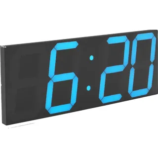 LED Wanduhr, Fernbedienung, USB-Stromversorgung, einstellbare Helligkeit, Blau, 45X16X2.5cm - Blau