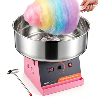 VEVOR Elektrische Zuckerwattemaschine, 1 kW Zuckerwattegeräte, Kommerzielle Zuckerwattemaschine mit Edelstahlschüssel & Zuckerlöffel, Perfekt für Kindergeburtstage zu Hause, Familienfeiern (Rosa)