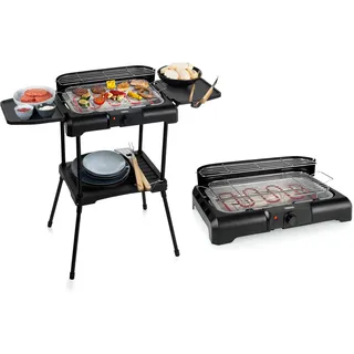 Princess 2-in-1 Elektrischer Grill mit klappbaren Seitenteilen – 2200 Watt, 44 x 24,5 cm Grillfläche, Standgrill und Tischgrill, 112250
