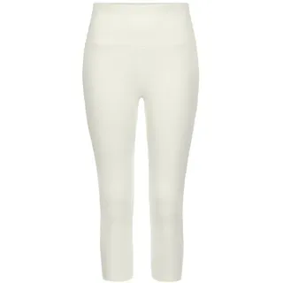 LASCANA Caprileggings LASCANA, Damen, Gr. N-Gr, weiß (sanftes weiß), Single Jersey, Obermaterial: 95% Baumwolle, 5% Elasthan, unifarben, Basic, Basic kniebedeckend, Hosen Caprileggings, mit breitem weichem Bündchen, Loungewear