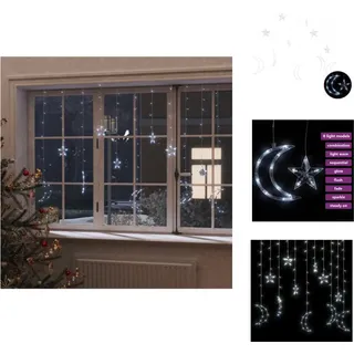 vidaXL Lichterketten Stern und Mond Fernbedienung 138 LEDs Kaltweiß - Weihnachtsbeleuchtung