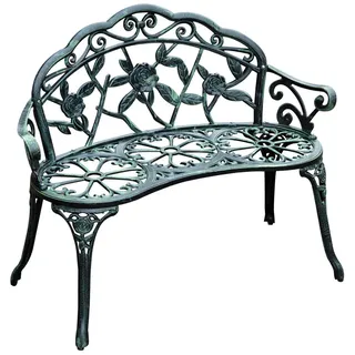 Outsunny Gartenbank, Parkbank, 100 x 54 x 78 cm, Metall, Antik Grün , 54x78x100 cm , Gartenmöbel, Gartenbänke