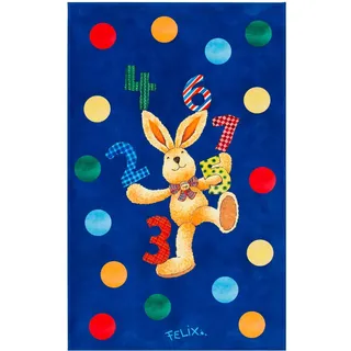 Kinderteppich , Dunkelblau , Textil , Hase , rechteckig , 80x150 cm , Oeko-Tex® Standard 100 , für Fußbodenheizung geeignet, rutschfest , Teppiche und Böden, Teppiche, Kinderteppiche