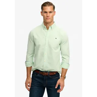Langarmhemd SUPERDRY "PREPPY OXFORD L/S SHIRT", Herren, Gr. XL, N-Gr, mint stripe, Web, Obermaterial: 100% Baumwolle, gestreift, regular fit normal, Hemden Langarmhemd, Baumwolle, regular fit