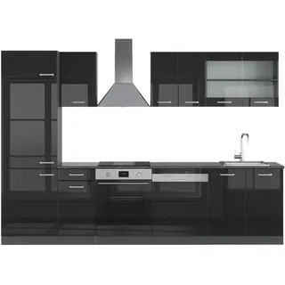 Vicco Küchenzeile R-Line 300 cm Schwarz Hochglanz