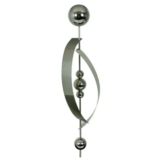Gartenstecker aus Edelstahl mit fünf Kugeln, 140 cm Höhe, 23 cm Länge, 13 cm Breite