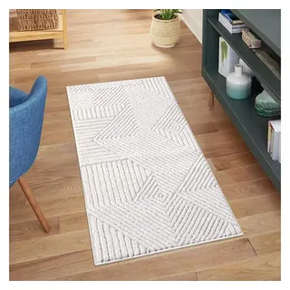 Carpet City Teppich "LOUNGE 0632" rechteckig 15 mm Höhe Kurzflor-Teppich Modern, Hoch-Tief-Struktur, Wohnzimmer, Schlafzimmer, grau