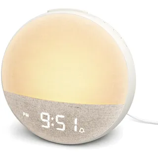 Tageslichtwecker mit 30 Naturgeräuschen,Lichtwecker Sonnenaufgang Wecker mit Wake Up Light,11 Lichtfarben,Dimmbar Nachttischlampe mit Ladefunktion Sonnenaufgang Wecker Einschlafshilfe und Timer