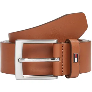 Ledergürtel TOMMY HILFIGER "ADAN 3.5 cm breit EXT", Herren, Gr. 80, braun (cognac), Rindsleder, unifarben, Gürtel Ledergürtel, Metalllogopatch, Einfachdornschnalle
